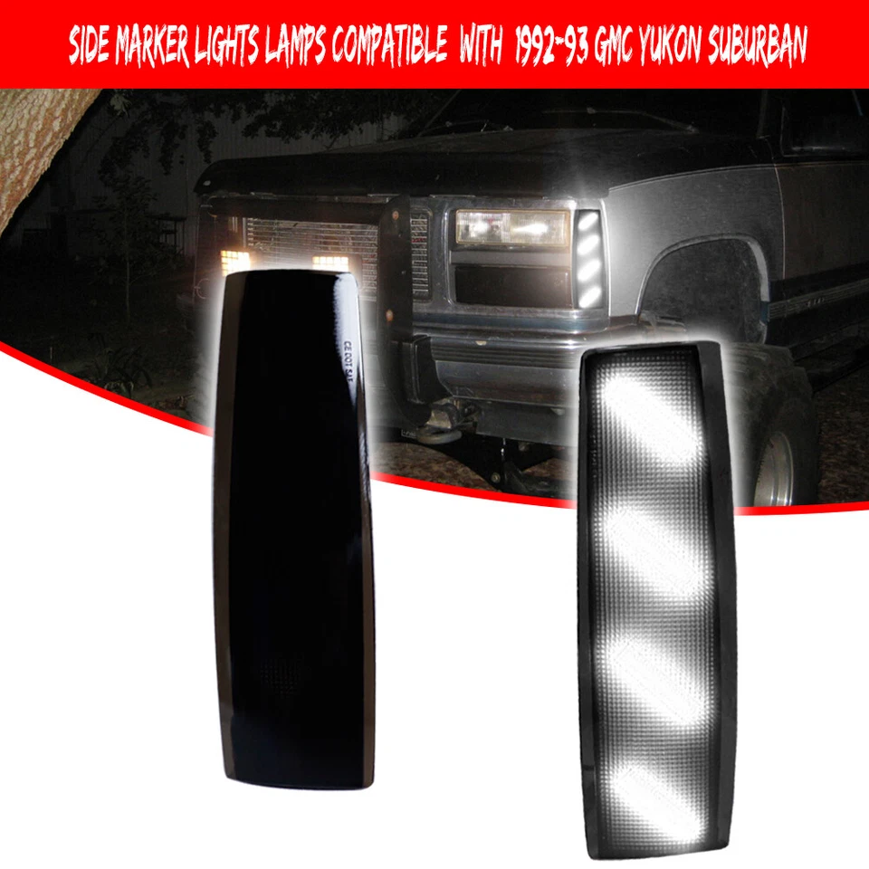 Luces de esquina marcadoras laterales delanteras blancas para lente de humo para 88-93 GMC K1500 K2500 K3500 Foto 2 de 4