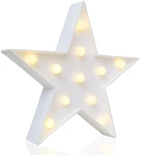 Novelty Place Designer Star Marquee Sign Lights - Warm White LED Lamp