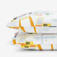 Company Kids Construction Trucks White Multi Organic Cotton Percale Standard Pil