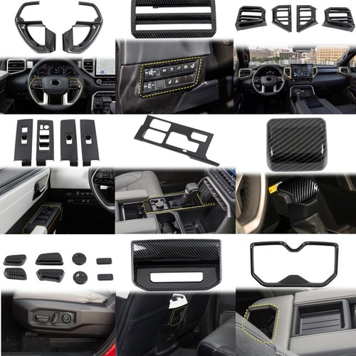Carbon Fiber Interior Accessories Kit Cover Trim for Toyota Tundra 2022