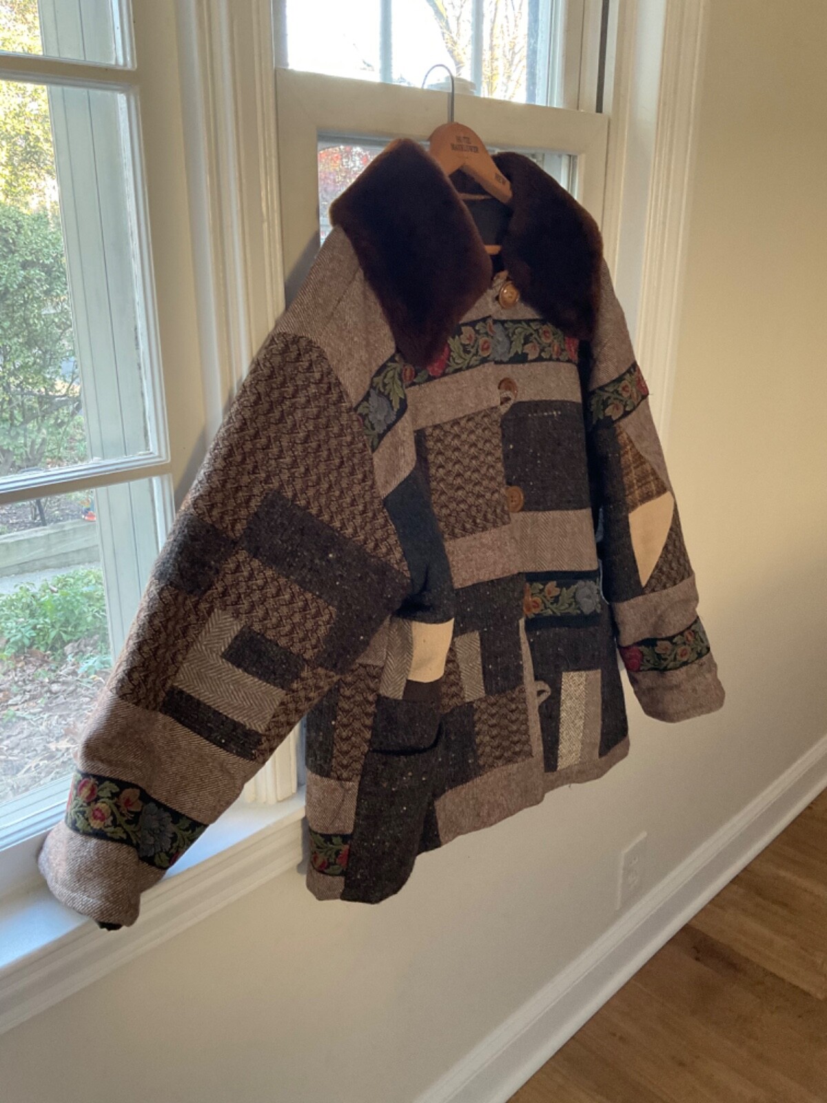 Austria Wool Patchwork Jacket with Shearling Coll… - image 4