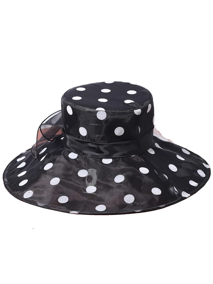 Black Kentucky Dots Fascinator Hat For Women Lady Tea Party Church Derby Hats - Image 4 of 4
