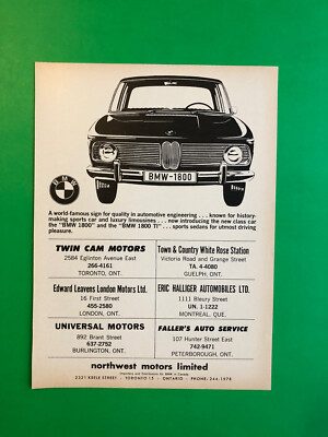 1965 BMW 1800 TI ORIGINAL VINTAGE PRINT AD ADVERTISEMENT