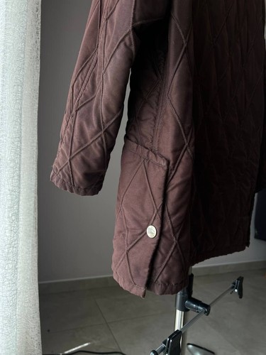 BURBERRY VINTAGE BROWN QUILTED ZIP JACKET COAT ENGLAND WOMENS COTTON SIZE L-XL - 第 13/18 張圖片