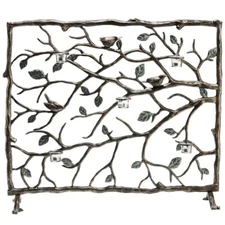 Serene View Aluminum And Glass Candleholder Bird And Branch Fire screen
