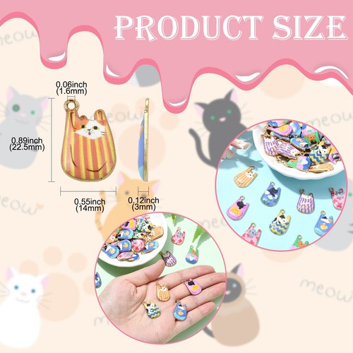 40pcs Enamel Cat Alloy Charm Pendants Kitty Charms Bulk for Jewelry Making - Picture 2 of 8