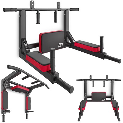Kraftstation 2in1 Dip-Station zur Wandmontage und Klimmzugstange Pull Up Bar