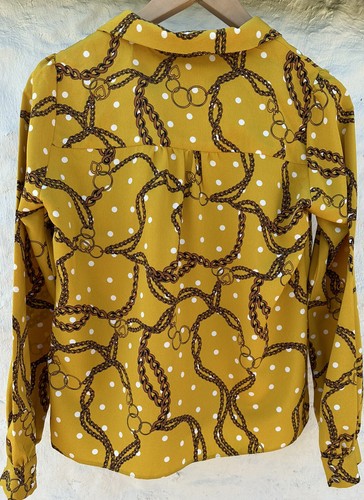 Dorothy Perkins Women’s Yellow Polka Dot Chain Print Chiffon Shirt Blouse UK 8 - Picture 4 of 4