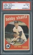1959 Topps #222 Bobby Shantz Gray Back PSA 6 Yankees  (8542)