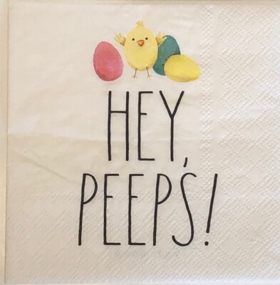 two Individual paper Chick Eggs Peeps Spring beverage napkins decoupage Easter