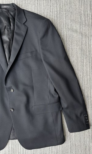 Hart Schaffner Marx Mens Size 44R Black Worsted Wool Sports Coat Suit Jacket - Picture 10 of 24