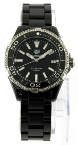 RELOJ TAG HEUER AQUARACER WAY1395.BH0716 BISEL DIAMANTE DAMAS COMO NUEVO CERÁMICA NEGRA - Imagen 2 de 10