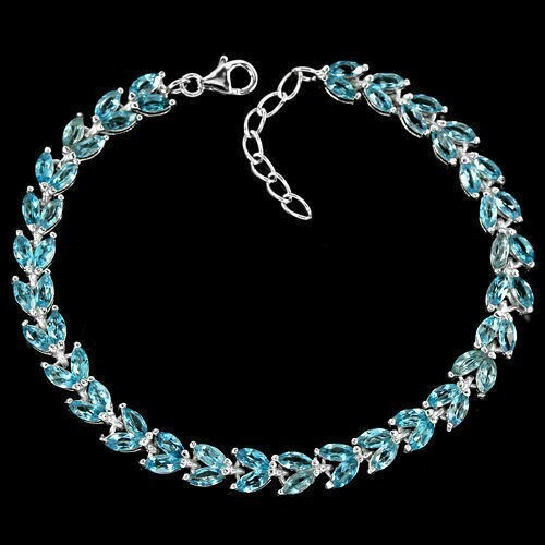 Silver Bracelet Topaz Genuine Natural Gems Solid Sterling 7 1/4 to 8 1/4 Inch - Picture 6 of 24