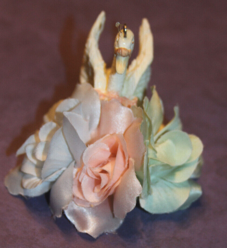 Vintage Swan and Flower Ornament