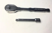 Craftsman Overdrive Gunmetal Chrome  Ratchet Handle 1/4" Dr CMMT82110 + 3" Ext