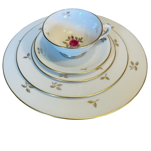 VINTAGE LENOX RHODORA DEEP PINK ROSE 5 PIECE PLACE SETTING - Picture 4 of 12