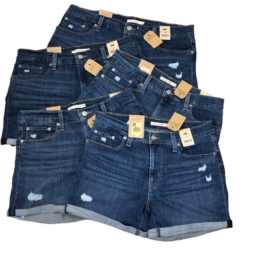LEVIS WOMEN MID LENGTH DISTRESSED DENIM CUFFED SHORTS NEW WITH TAG - Picture 9 of 13
