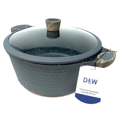 Big Size Pot/Casserole 12.5'' Inch,10 Qt + Lid Party/Restaurant Size D&W Cookware
