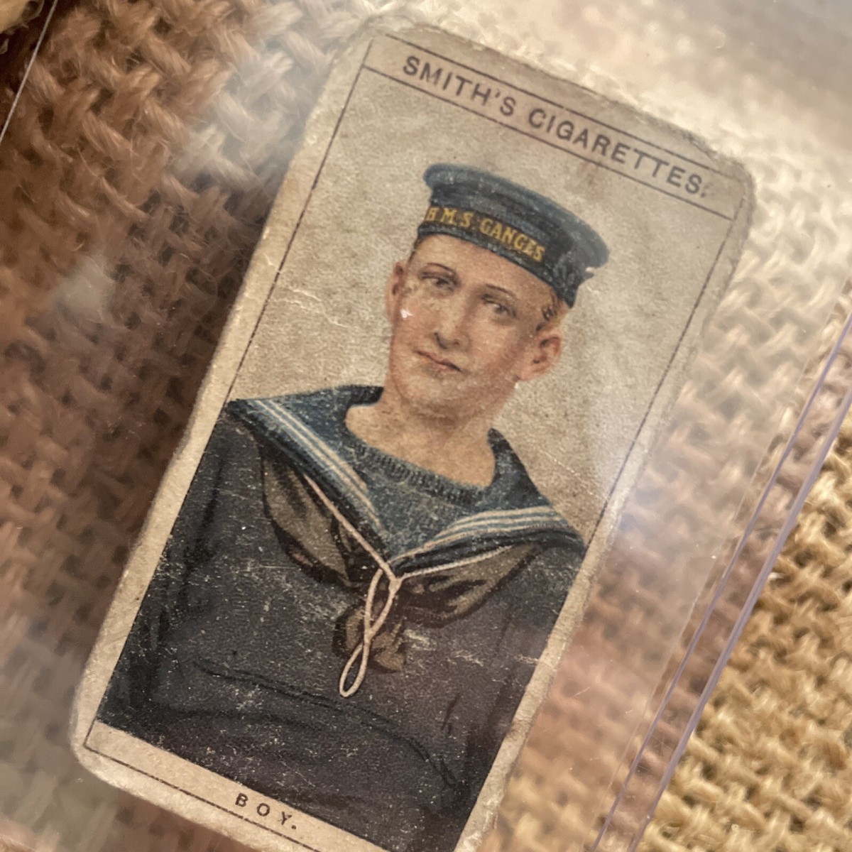 SMITHS ANCESTRAL CIGARETTE TOBACCO CARD NAVAL DRESS BADGES No.47 BOY HMS  GANGES