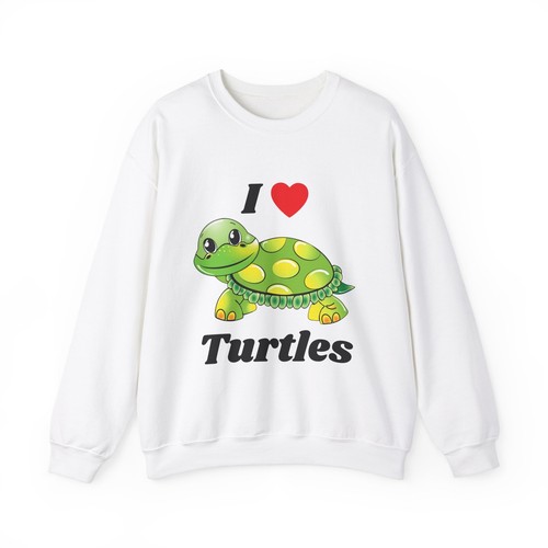 I Love Turtles Unisex Heavy Blend Crewneck Sweatshirt (Front Print) - Picture 6 of 45