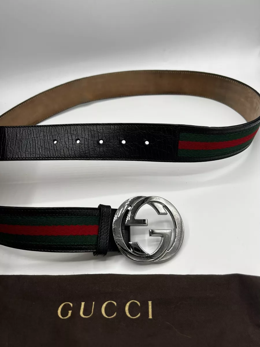 Gucci Double G Wide Leather Belt Pearl Buckle 1.5 Width Black in