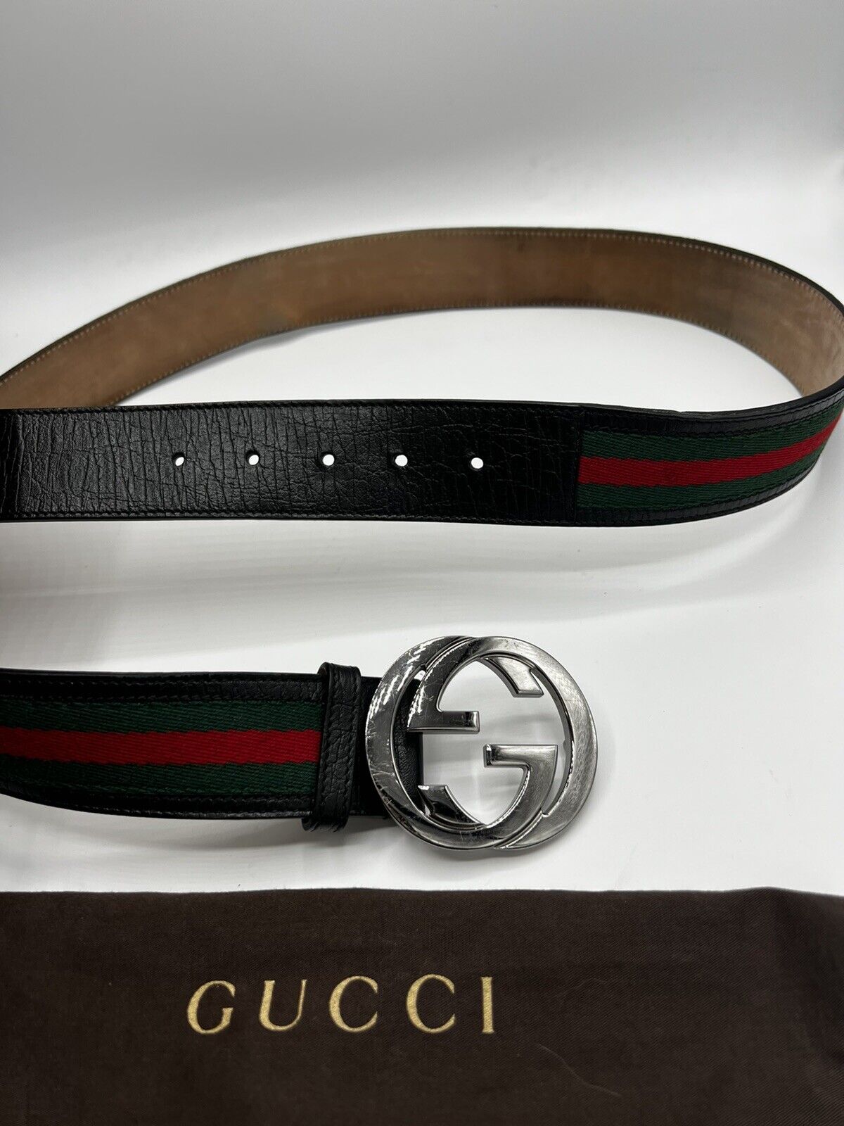 GUCCI Men Interlocking G Buckle, Red/Green Belt Sz 1… - Gem