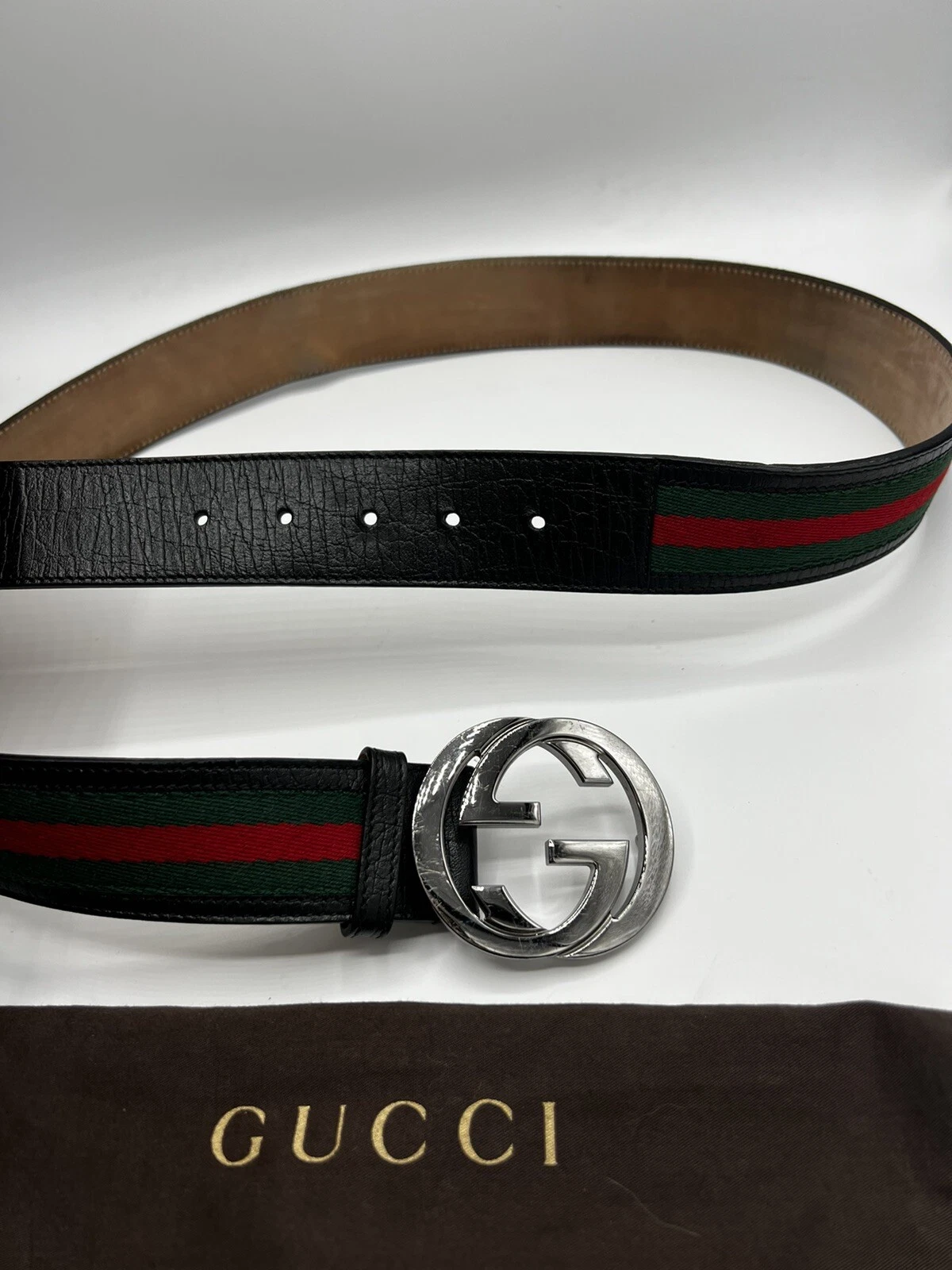 Boucle G imbriquée pour hommes GUCCI, ceinture rouge/verte taille 105/42