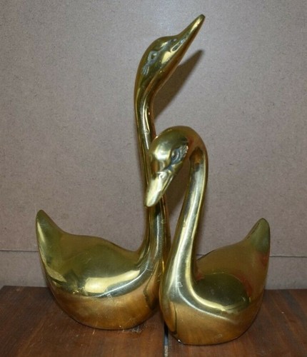 Vintage 2 Brass Swan Figurine - Picture 7 of 8