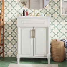 24'' Bathroom Vanity with Sink, Freestanding Bath Vanity Cabinet, Doors, Shelves