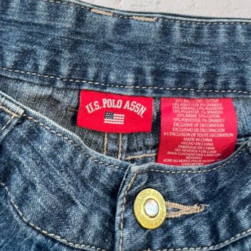 US Polo Assn Jeans Light Wash Straight Leg Size 12 Gold Stars Y2K Bratz - Picture 5 of 7