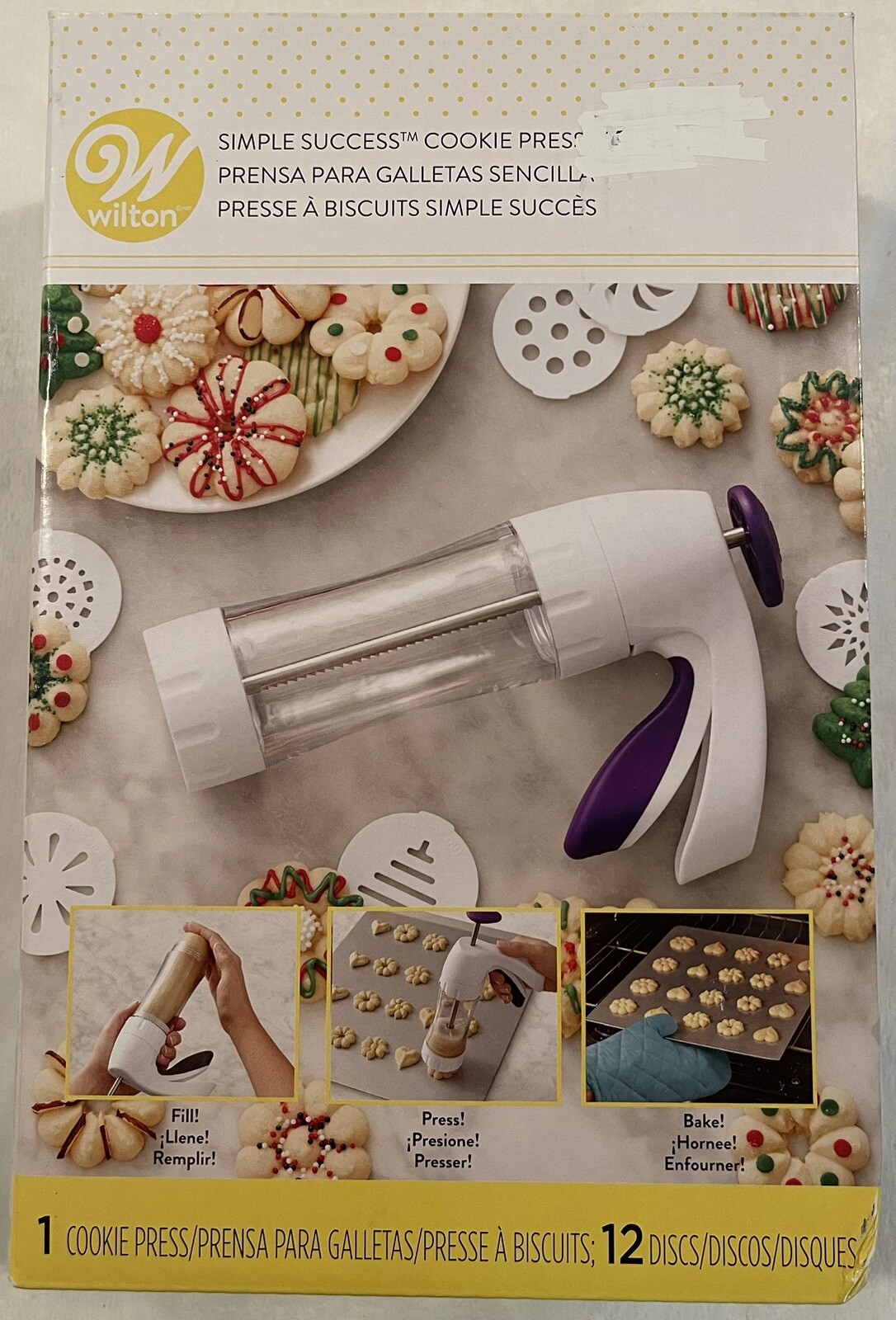 Wilton Cookie Press Simple Success Spritz Biscuit Maker Soft Grip 12
