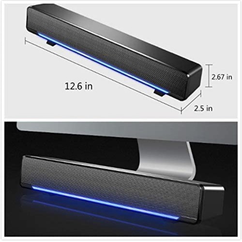 USB Powered Sound Bar Speakers for Computer Desktop Laptop PC, Black (USB) - 第 6/6 張圖片