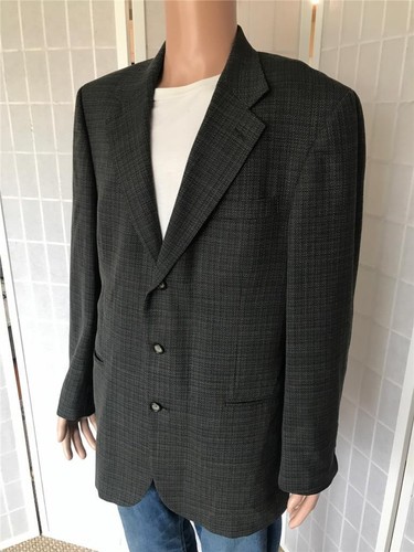 Men's Geoffrey Beene (42L) Steel Gray Checked Print 100% Wool Business Blazer - Picture 4 of 9