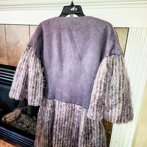 OLGA Sz M US Vtg Purple Mohair Wool Bell Sleeve Wooden Toggle Pin Up Retro Coat - Picture 10 of 14