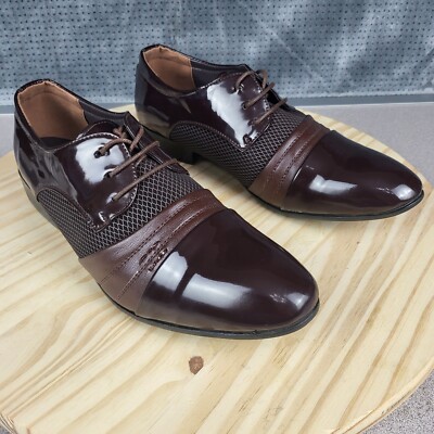 Oxford Dress Shoes Men's 9.5 Brown Faux Leather With Shoe Bag | eBay