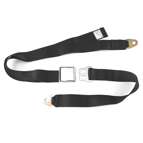 GEARZAAR Extra Long 2-Point Lap Seat Belt Set – Adjustable Safety Strap Black (2 Pack)