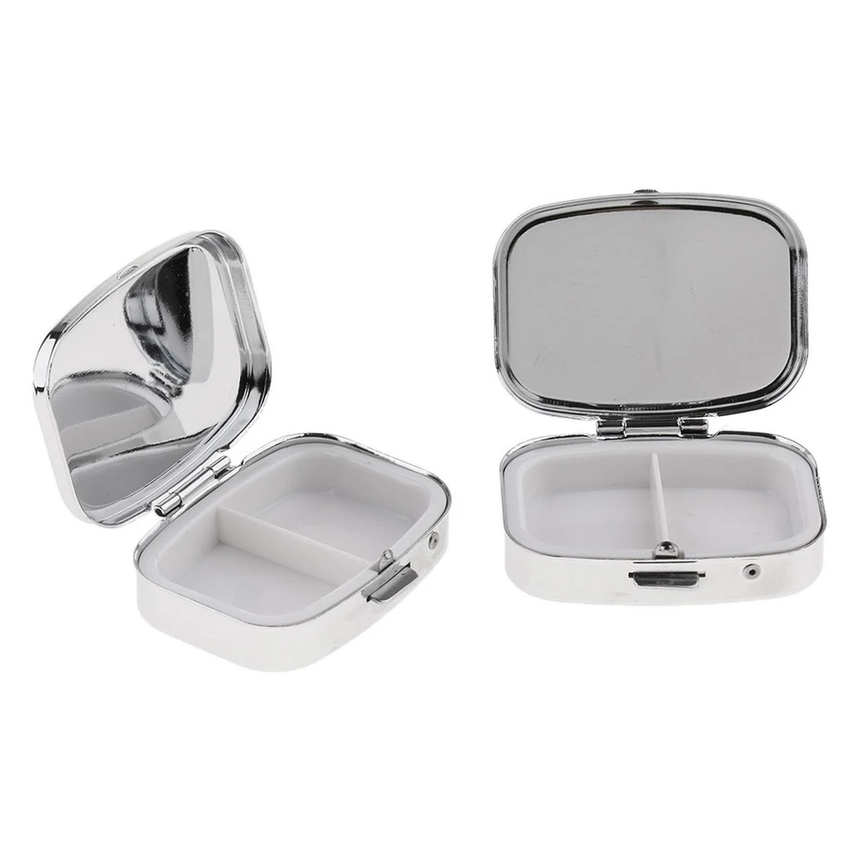 2Pcs Metall Pillenbox Klein Rund Pillendose Tablettendose Medikamentenbox