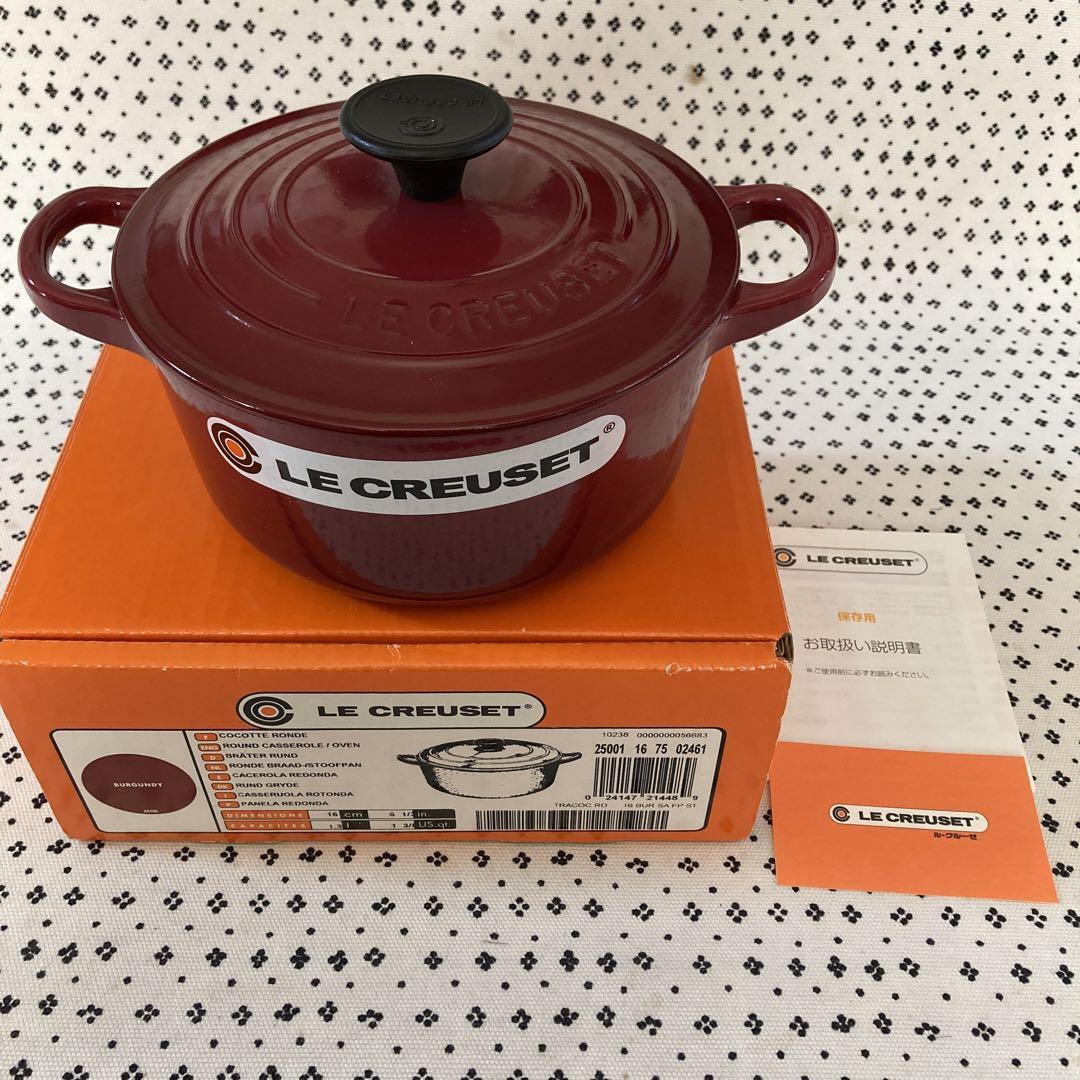 【新品、未使用品】LE CREUSET Cocotte Ronde 16cm Le Creuset Burgundy Cocotte Ronde 16cm New and unused Made