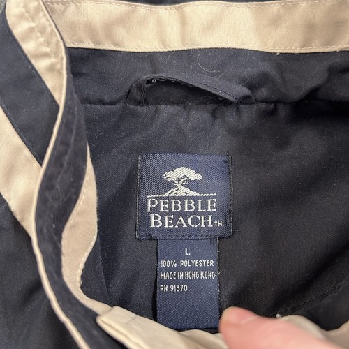 Pebble Beach Men’s Large Golf Performance Full Zip Jacket Black Tan EUC - Picture 3 of 7