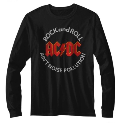 AC/DC Long Sleeve T-Shirt Rock and Roll Aint Noise Pollution Black Tee ...