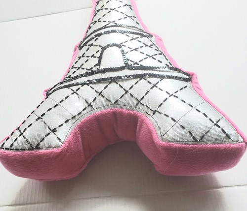 Paris Eiffel Tower Throw Pillow 22” Pink Silver Black Beads Paris Bling Chic - Picture 2 of 3