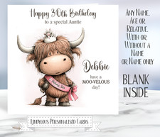 Highland Cow Personalised Birthday Card Granddaughter Niece Daughter Sister Wife