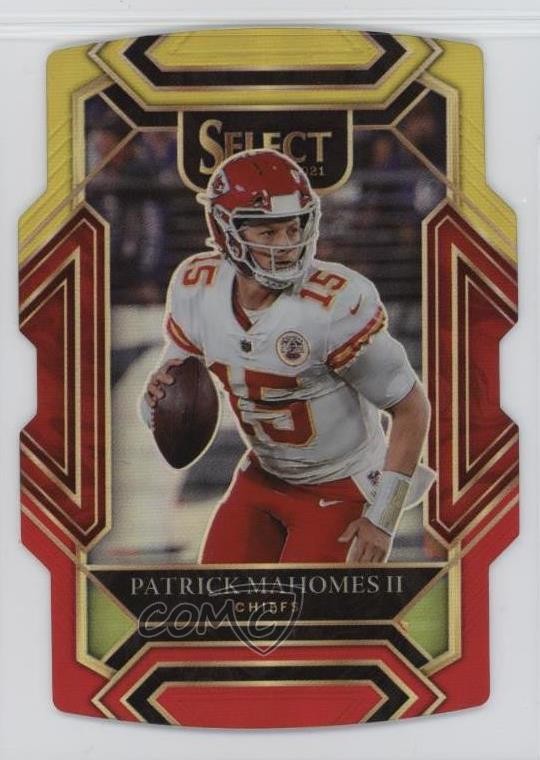 2021 Panini Select Club Level Red & Yellow Prizm Die-Cut Patrick Mahomes II b2j