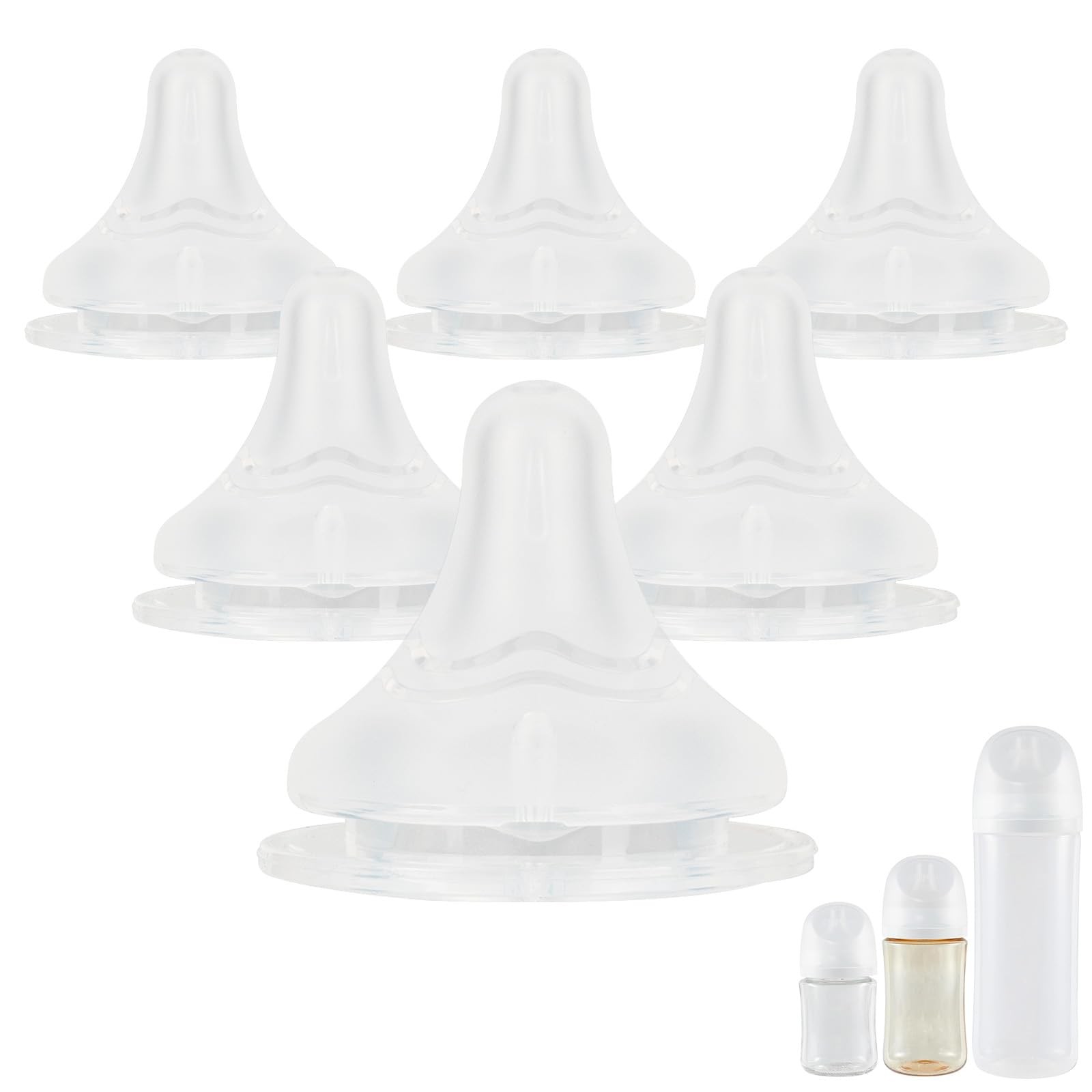Newborn Flow Silicone Nipples for Pigeon Bottles, Size SS, 6