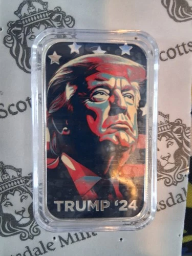 1 oz Colorized Scottsdale Donald Trump  2024 Campaign Silver Bar (New)