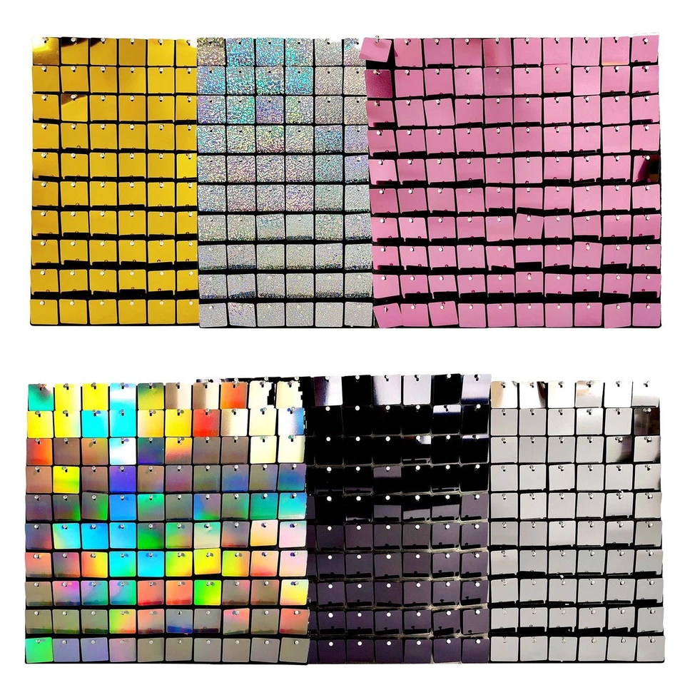 MEENA 12x Square Sequin Wall Panels - 30cm x 30cm Flower Quality Shimmer Wedding