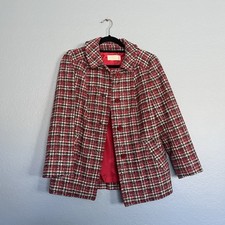 Womens Pendleton Wool Jacket Size 12 Red Plaid Button Up Vintage