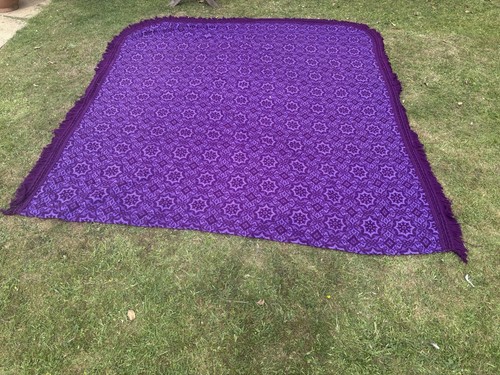 St Michael 1970s Purple Blanket Plum Vintage Double Throw Bed Spread Cover - Picture 2 of 7