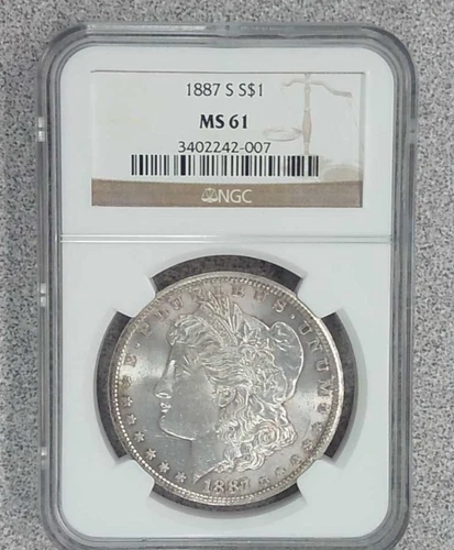 1887-S Morgan Silver Dollar NGC MS61 (007)