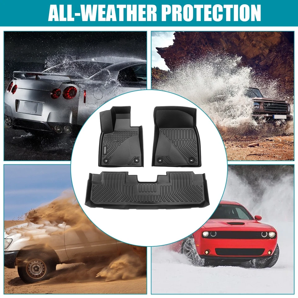 Floor Mats Liner For 2016-2022 Lexus RX350 / RX450h TPE Rubber All Weather 3PCS - Image 2 of 4